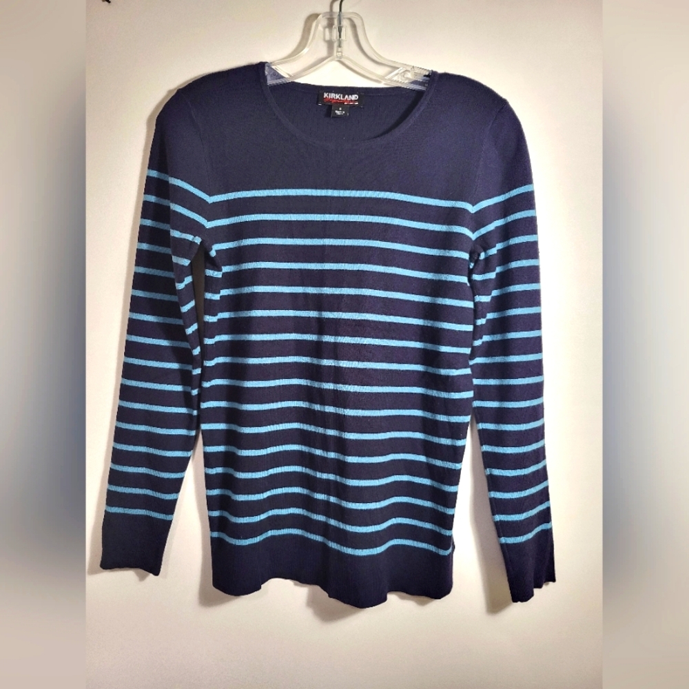 Kirkland striped crew neck sweater top women's S #2369